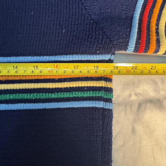 Vintage 80s Sears Rainbow Stripe Wool Crewneck Sweater Made in Canada 38/40 - Picture 6 of 7